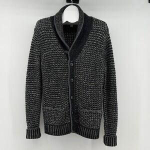 Rag & Bone Neiman Marcus Sweater Mens Medium Gray Cardigan Shawl Neck Wool Blend